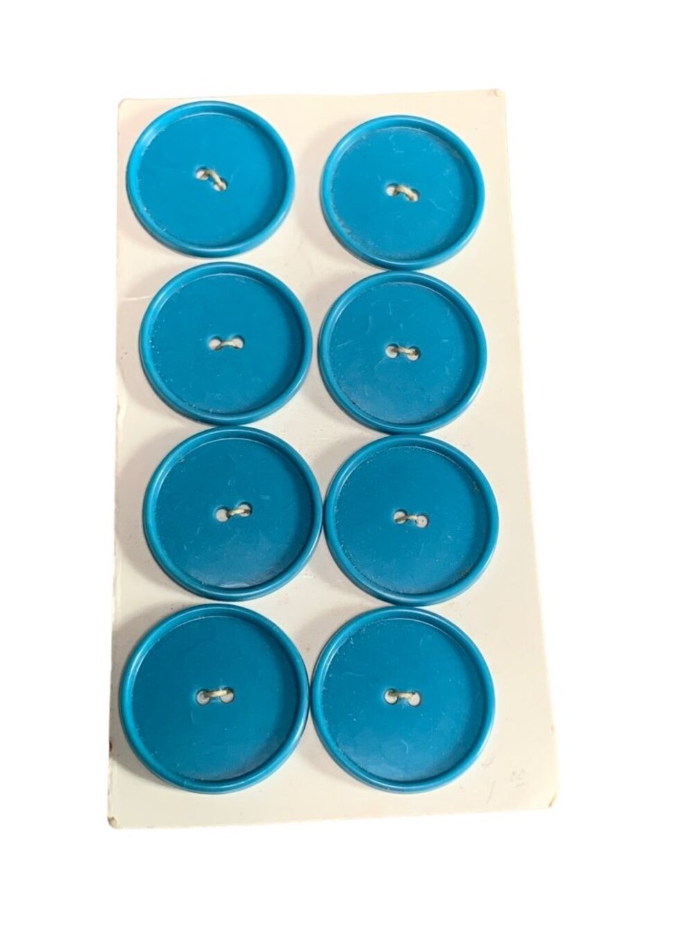 Blue Plastic Buttons Card 8 Pcs 1" Diameter Sewing Craft Supply Vintage